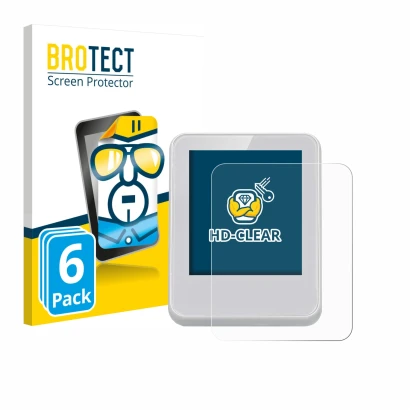 Parte frontal de un envase de producto con el logotipo de la marca BROTECT. Al lado se muestra el dispositivo Bresser ClimaTem