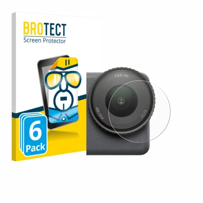 Parte frontal de un envase de producto con el logotipo de la marca BROTECT. Al lado se muestra el dispositivo DJI Osmo Action 