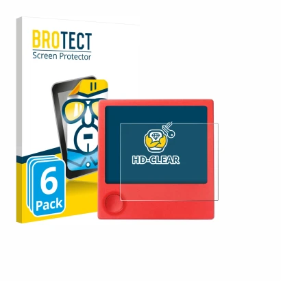 Parte frontal de un envase de producto con el logotipo de la marca BROTECT. Al lado se muestra el dispositivo PicPak E-Ink Dis