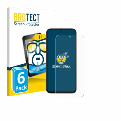 Parte frontal de un envase de producto con el logotipo de la marca BROTECT. Al lado se muestra el dispositivo Oppo A6c con su 