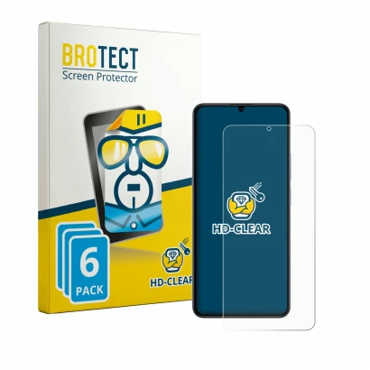 Parte frontal de un envase de producto con el logotipo de la marca BROTECT. Al lado se muestra el dispositivo realme Note 80 c