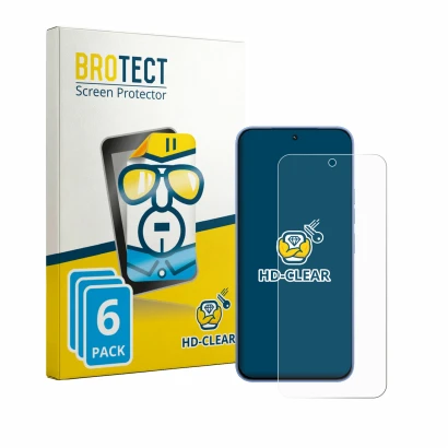 Parte frontal de un envase de producto con el logotipo de la marca BROTECT. Al lado se muestra el dispositivo Tecno Spark 50 P