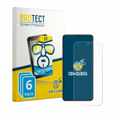 Parte frontal de un envase de producto con el logotipo de la marca BROTECT. Al lado se muestra el dispositivo Honor X7e con su