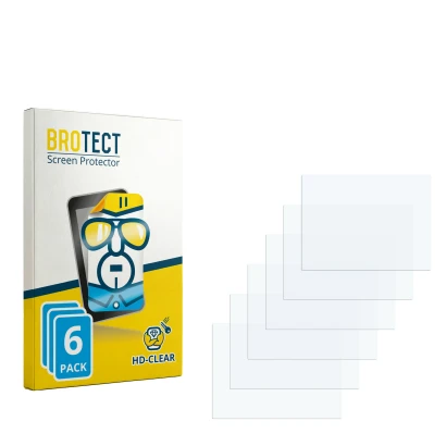 Parte frontal de un envase de producto con el logotipo de la marca BROTECT. Al lado está el protector de pantalla correspondie