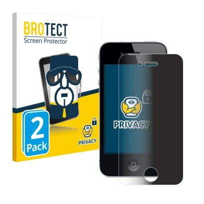 Parte frontal de un envase de producto con el logotipo de la marca BROTECT. Al lado se muestra el dispositivo Apple iPhone 4 c