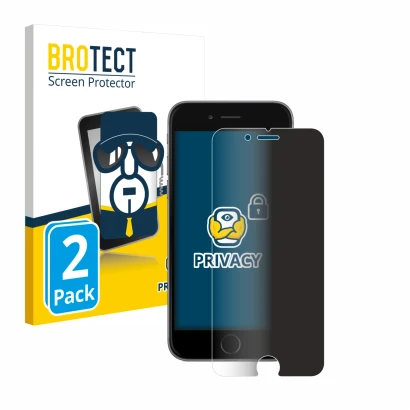 Parte frontal de un envase de producto con el logotipo de la marca BROTECT. Al lado se muestra el dispositivo Apple iPhone 6 c