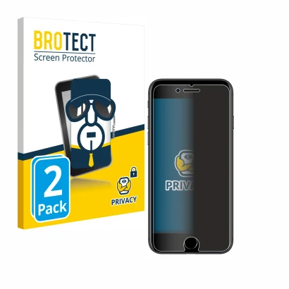 Parte frontal de un envase de producto con el logotipo de la marca BROTECT. Al lado se muestra el dispositivo Apple iPhone 7 c