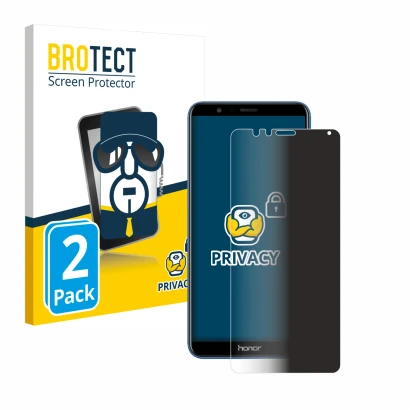 Parte frontal de un envase de producto con el logotipo de la marca BROTECT. Al lado se muestra el dispositivo Honor 7X con su
