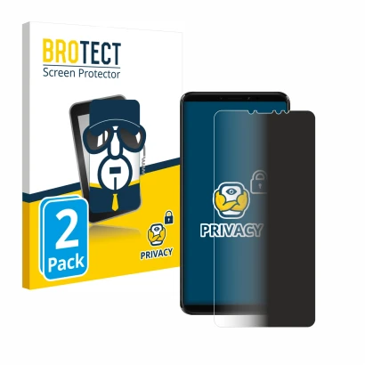 Parte frontal de un envase de producto con el logotipo de la marca BROTECT. Al lado se muestra el dispositivo Xiaomi Mi Max 3 