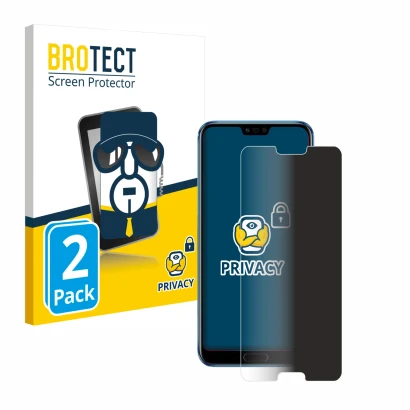 Parte frontal de un envase de producto con el logotipo de la marca BROTECT. Al lado se muestra el dispositivo Honor 10 con su 