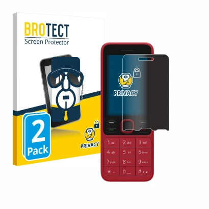 Parte frontal de un envase de producto con el logotipo de la marca BROTECT. Al lado se muestra el dispositivo Nokia 125 con su