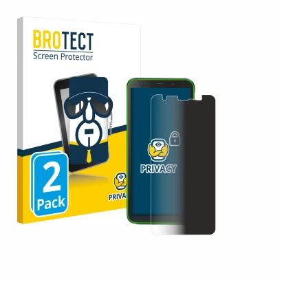 Parte frontal de un envase de producto con el logotipo de la marca BROTECT. Al lado se muestra el dispositivo Blackview BV6300