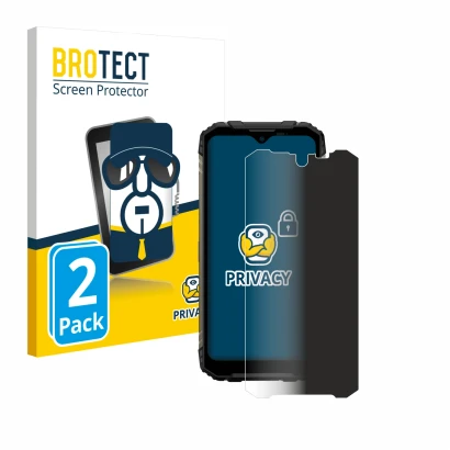 Parte frontal de un envase de producto con el logotipo de la marca BROTECT. Al lado se muestra el dispositivo Doogee S96 Pro c