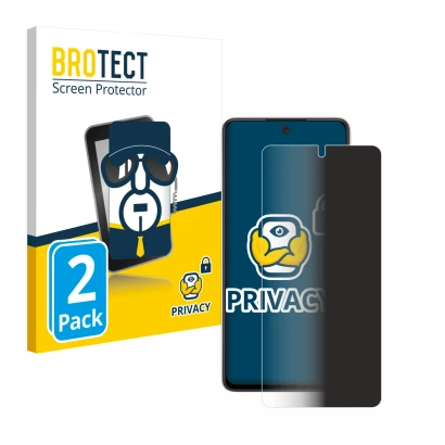 Parte frontal de un envase de producto con el logotipo de la marca BROTECT. Al lado se muestra el dispositivo Samsung Galaxy A