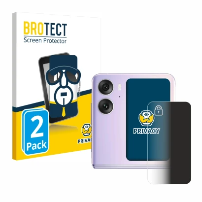 Parte frontal de un envase de producto con el logotipo de la marca BROTECT. Al lado se muestra el dispositivo Oppo Find N2 Fli