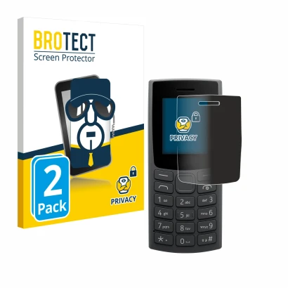 Parte frontal de un envase de producto con el logotipo de la marca BROTECT. Al lado se muestra el dispositivo Nokia 105 (2023)