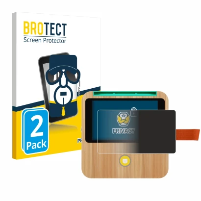 Parte frontal de un envase de producto con el logotipo de la marca BROTECT. Al lado se muestra el dispositivo tigerbox Touch P