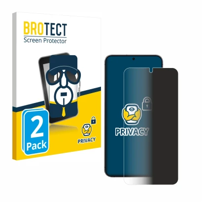 Parte frontal de un envase de producto con el logotipo de la marca BROTECT. Al lado se muestra el dispositivo Samsung Galaxy S