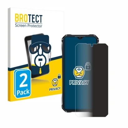 Parte frontal de un envase de producto con el logotipo de la marca BROTECT. Al lado se muestra el dispositivo Oukitel WP33 Pro