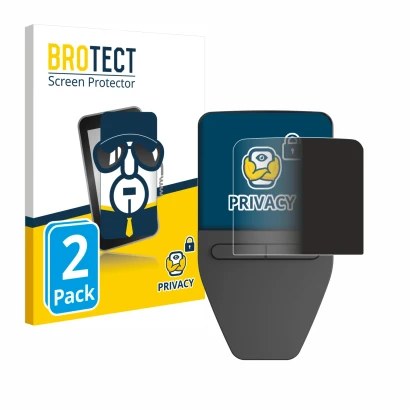 Parte frontal de un envase de producto con el logotipo de la marca BROTECT. Al lado se muestra el dispositivo Trezor Safe 3 co