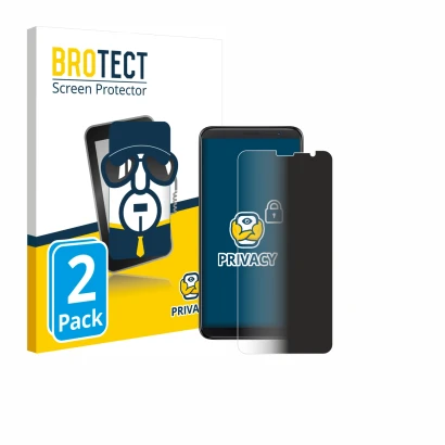 Parte frontal de un envase de producto con el logotipo de la marca BROTECT. Al lado se muestra el dispositivo TCL 403 con su p