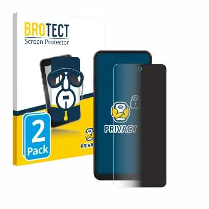Parte frontal de un envase de producto con el logotipo de la marca BROTECT. Al lado se muestra el dispositivo Hotwav Note 12 c