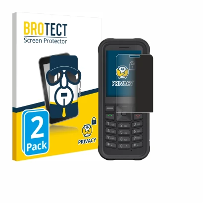 Parte frontal de un envase de producto con el logotipo de la marca BROTECT. Al lado se muestra el dispositivo Sonim XP100 con 