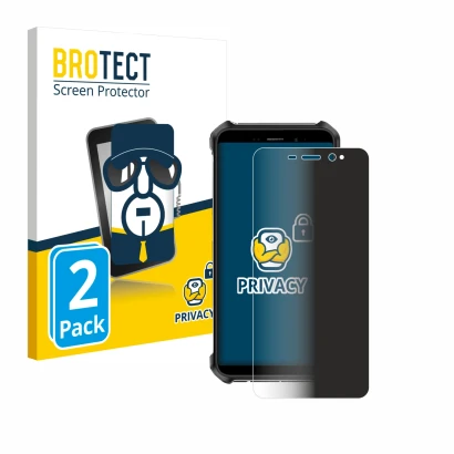 Parte frontal de un envase de producto con el logotipo de la marca BROTECT. Al lado se muestra el dispositivo Ulefone Armor X1