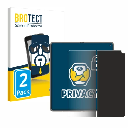 Parte frontal de un envase de producto con el logotipo de la marca BROTECT. Al lado se muestra el dispositivo Huawei Mate X6 (