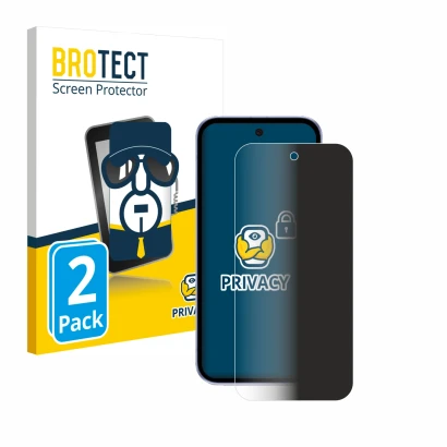 Parte frontal de un envase de producto con el logotipo de la marca BROTECT. Al lado se muestra el dispositivo Google Pixel 9a 