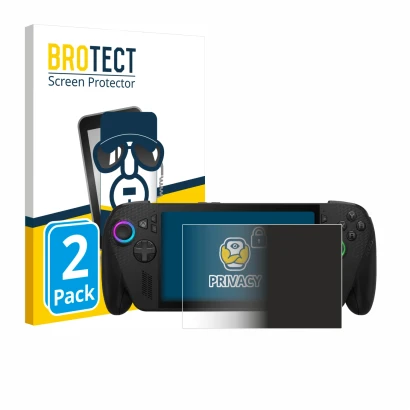 Parte frontal de un envase de producto con el logotipo de la marca BROTECT. Al lado se muestra el dispositivo ASUS ROG Xbox Al