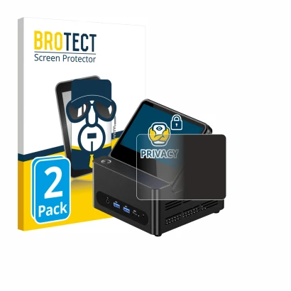 Parte frontal de un envase de producto con el logotipo de la marca BROTECT. Al lado se muestra el dispositivo AOOSTAR ‎G-FLIP 