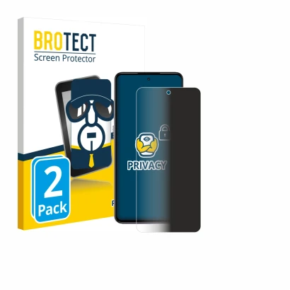 Parte frontal de un envase de producto con el logotipo de la marca BROTECT. Al lado se muestra el dispositivo realme P4x 5G co