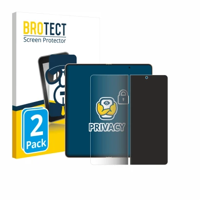 Parte frontal de un envase de producto con el logotipo de la marca BROTECT. Al lado se muestra el dispositivo Honor Magic V6 (