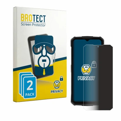 Parte frontal de un envase de producto con el logotipo de la marca BROTECT. Al lado se muestra el dispositivo Doogee Fire 5 Pr