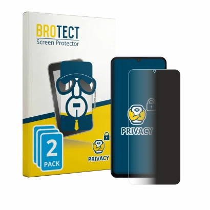 Parte frontal de un envase de producto con el logotipo de la marca BROTECT. Al lado se muestra el dispositivo Itel Zeno 200 co