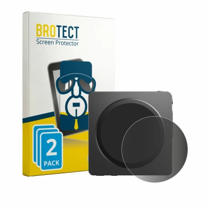 Parte frontal de un envase de producto con el logotipo de la marca BROTECT. Al lado se muestra el dispositivo FiiO SnowSky Dis