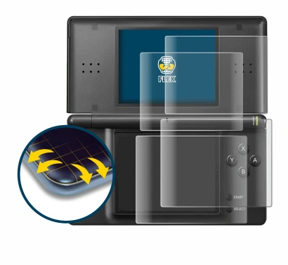 Imagen del dispositivo Nintendo DS LITE con una amplia variedad de protectores de pantalla.