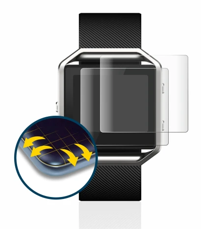 Imagen del dispositivo Fitbit Blaze con una amplia variedad de protectores de pantalla.