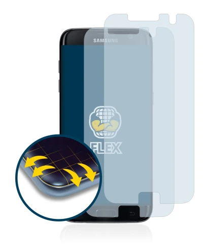 Imagen del dispositivo Samsung Galaxy S7 Edge con una amplia variedad de protectores de pantalla.