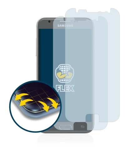 Imagen del dispositivo Samsung Galaxy J3 2017 con una amplia variedad de protectores de pantalla.