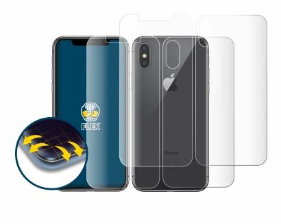 Imagen del dispositivo Apple iPhone X (Frontal+Trasero) con una amplia variedad de protectores de pantalla.