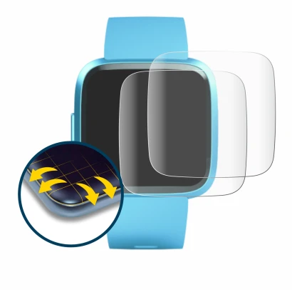 Imagen del dispositivo Fitbit Versa Lite Edition con una amplia variedad de protectores de pantalla.