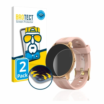 Parte frontal de un envase de producto con el logotipo de la marca BROTECT. Al lado se muestra el dispositivo AGPtek LW11 con 