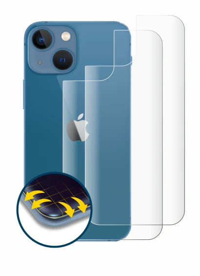 Imagen del dispositivo Apple iPhone 13 mini (Trasero) con una amplia variedad de protectores de pantalla.
