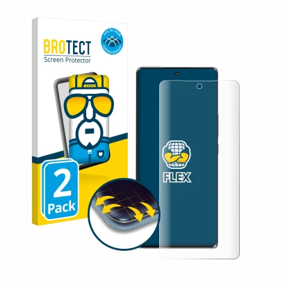 Parte frontal de un envase de producto con el logotipo de la marca BROTECT. Al lado se muestra el dispositivo Honor 70 con su
