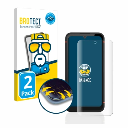 Parte frontal de un envase de producto con el logotipo de la marca BROTECT. Al lado se muestra el dispositivo Gigaset GX4 con