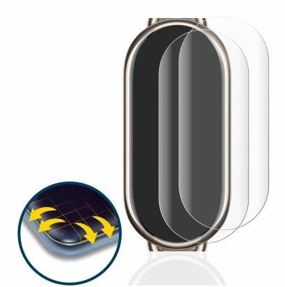 Imagen del dispositivo Xiaomi Mi Band 8 con una amplia variedad de protectores de pantalla.