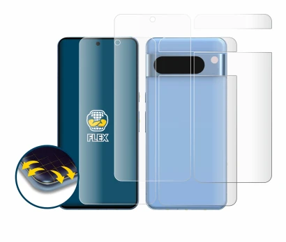 Imagen del dispositivo Google Pixel 8 Pro (Frontal+Trasero) con una amplia variedad de protectores de pantalla.
