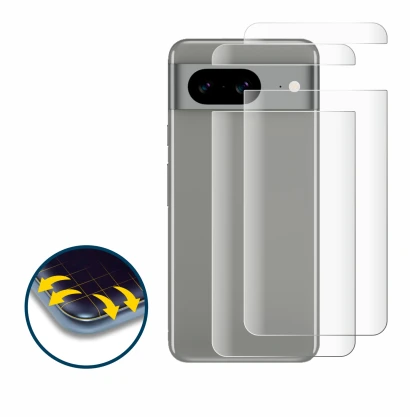 Imagen del dispositivo Google Pixel 8 (Trasero) con una amplia variedad de protectores de pantalla.